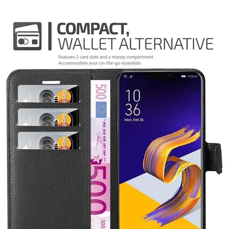 Cadorabo Hülle kompatibel mit Asus ZenFone 5Z Schutzhülle mit Magnetverschluss, Standfunktion und Kartenfach