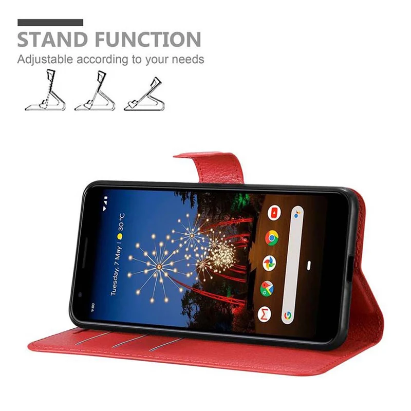 Cadorabo Hülle kompatibel mit Google PIXEL 3A Schutzhülle mit Magnetverschluss, Standfunktion und Kartenfach