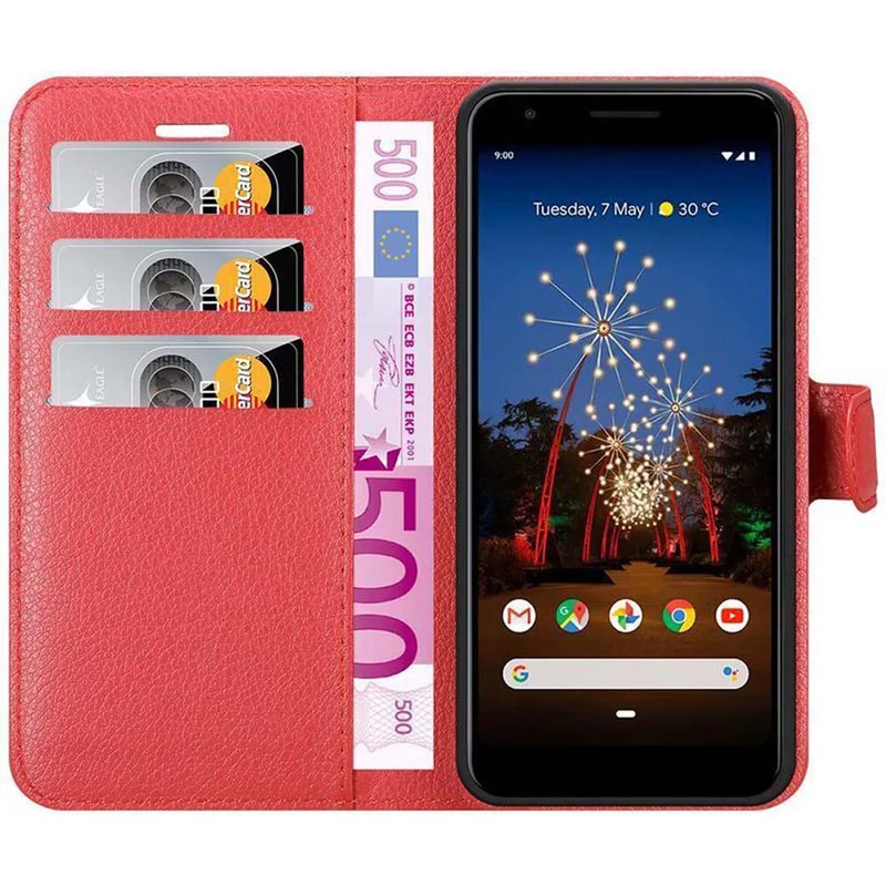 Cadorabo Hülle kompatibel mit Google PIXEL 3A Schutzhülle mit Magnetverschluss, Standfunktion und Kartenfach