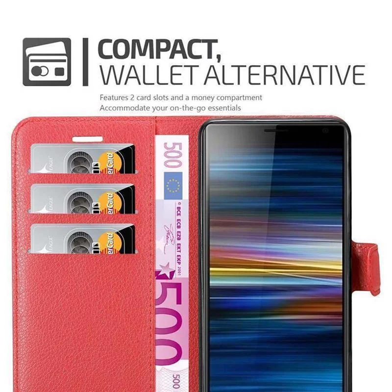 Cadorabo Hülle kompatibel mit Sony Xperia 10 PLUS Schutzhülle mit Magnetverschluss, Standfunktion und Kartenfach
