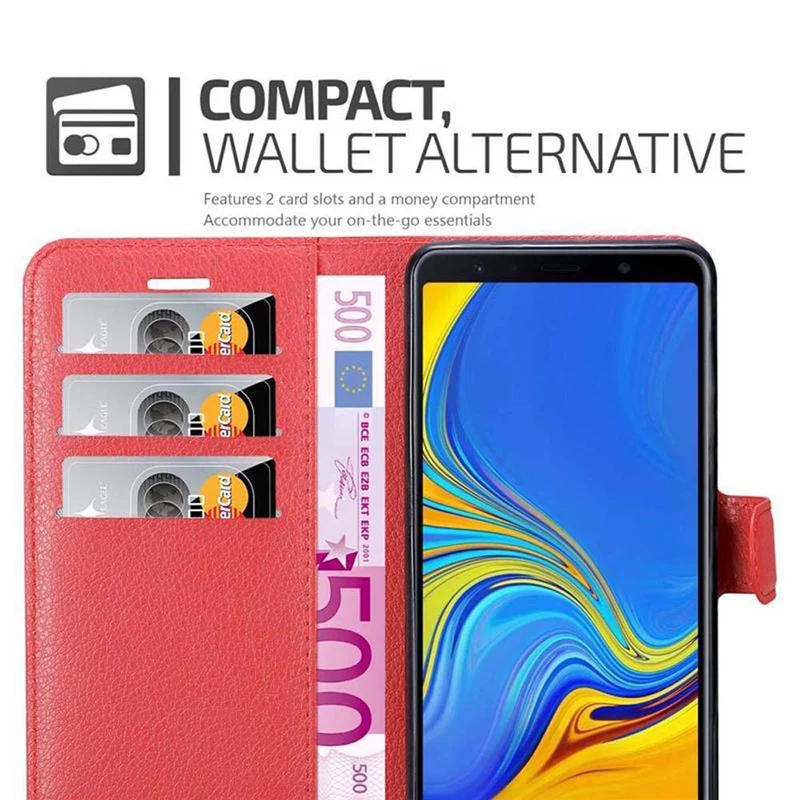 Cadorabo Hülle kompatibel mit Samsung Galaxy A7 2018 Schutzhülle mit Magnetverschluss, Standfunktion und Kartenfach