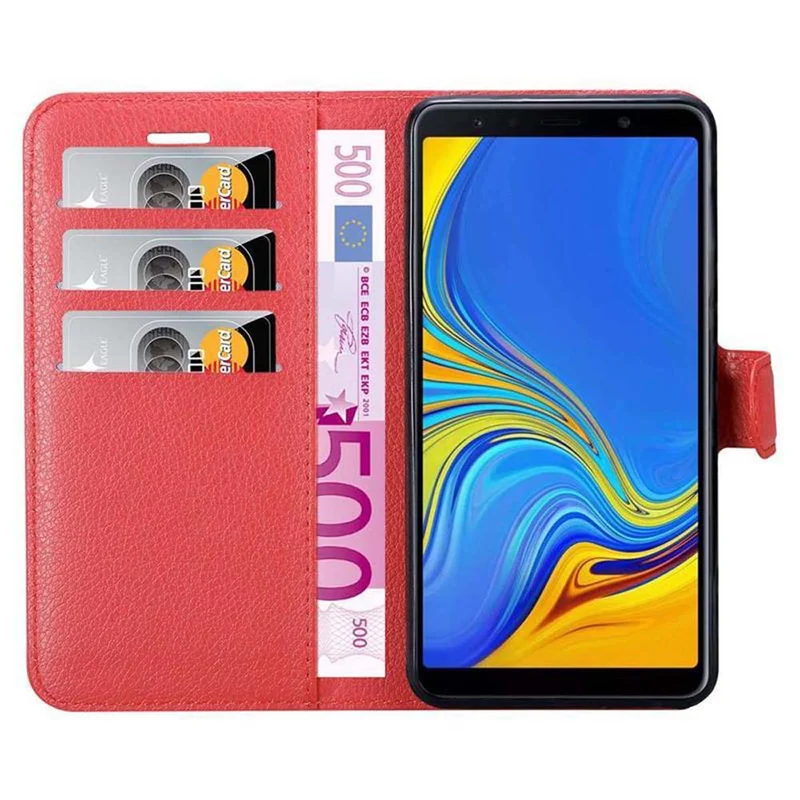 Cadorabo Hülle kompatibel mit Samsung Galaxy A7 2018 Schutzhülle mit Magnetverschluss, Standfunktion und Kartenfach