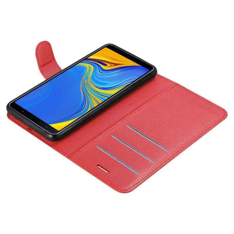 Cadorabo Hülle kompatibel mit Samsung Galaxy A7 2018 Schutzhülle mit Magnetverschluss, Standfunktion und Kartenfach