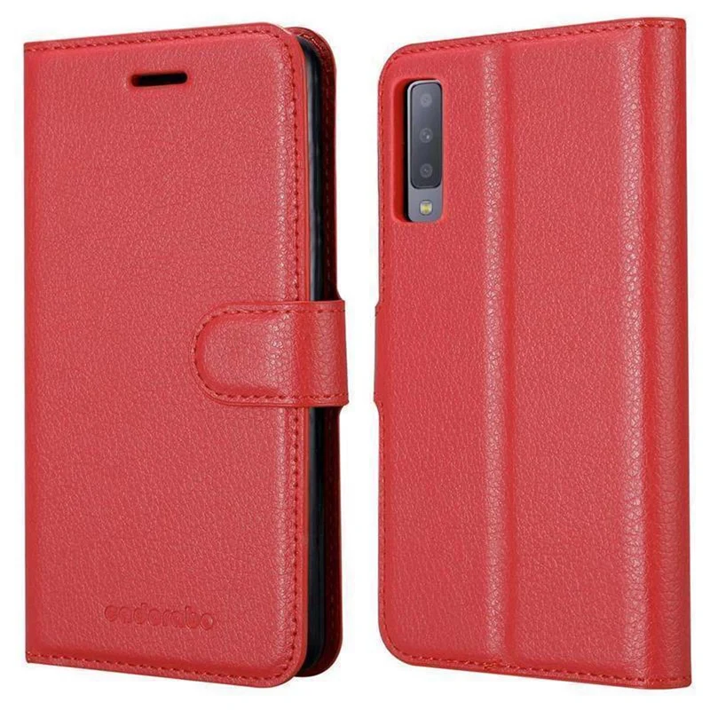 Cadorabo Hülle kompatibel mit Samsung Galaxy A7 2018 Schutzhülle mit Magnetverschluss, Standfunktion und Kartenfach
