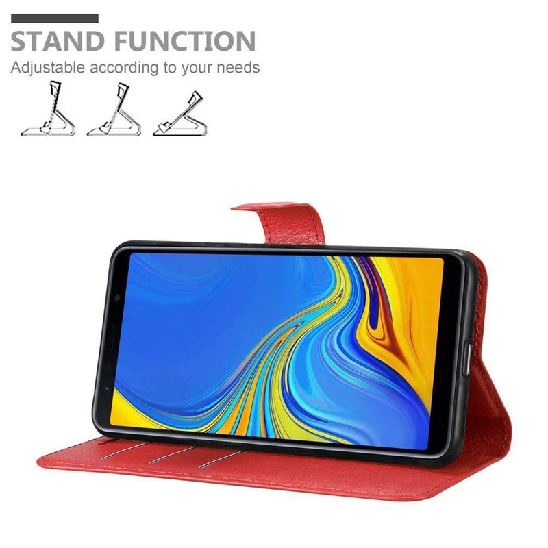 Cadorabo Hülle kompatibel mit Samsung Galaxy A7 2018 Schutzhülle mit Magnetverschluss, Standfunktion und Kartenfach