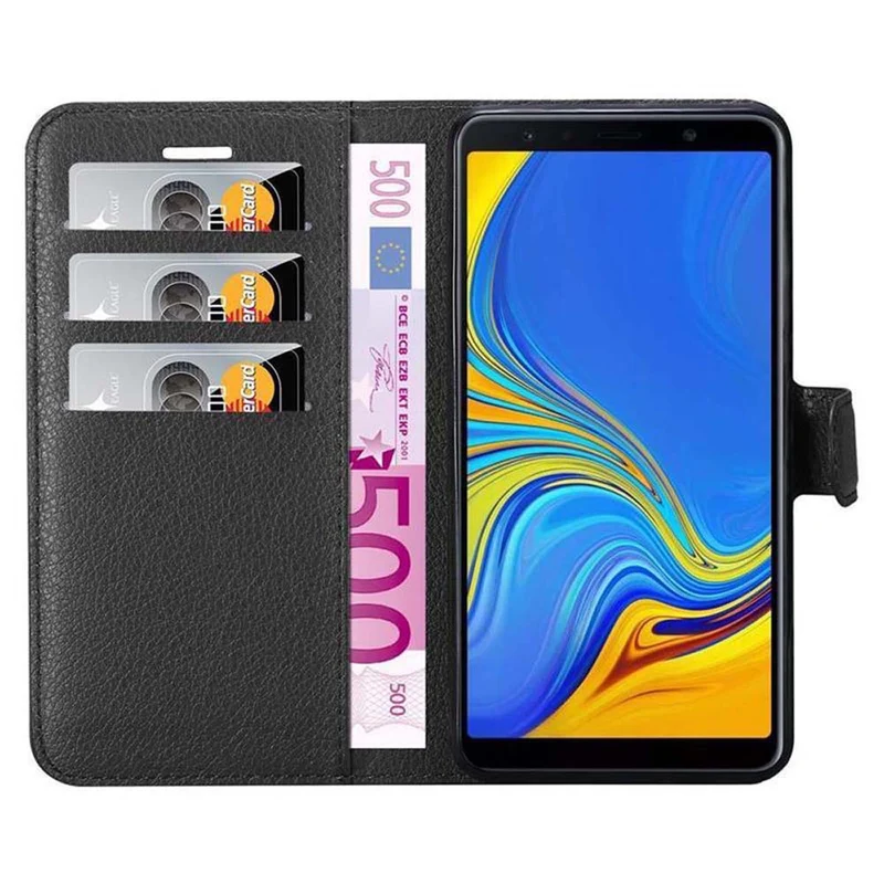 Cadorabo Hülle kompatibel mit Samsung Galaxy A7 2018 Schutzhülle mit Magnetverschluss, Standfunktion und Kartenfach