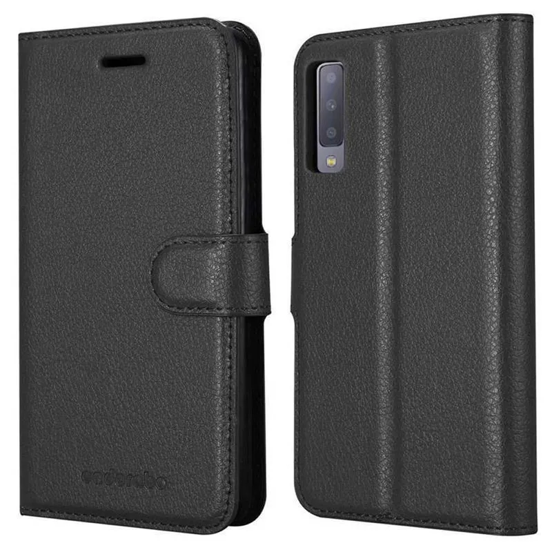 Cadorabo Hülle kompatibel mit Samsung Galaxy A7 2018 Schutzhülle mit Magnetverschluss, Standfunktion und Kartenfach