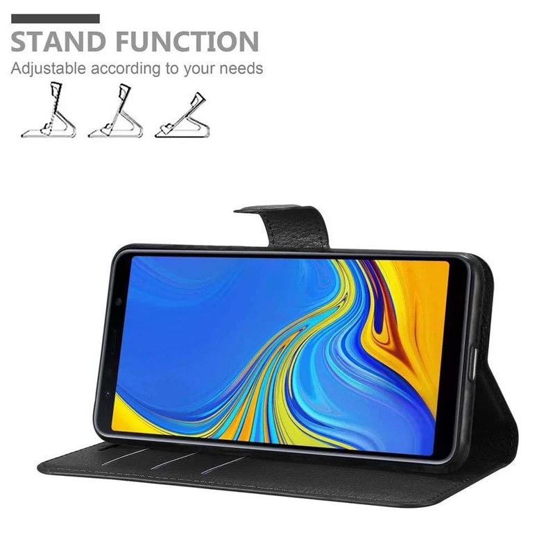 Cadorabo Hülle kompatibel mit Samsung Galaxy A7 2018 Schutzhülle mit Magnetverschluss, Standfunktion und Kartenfach