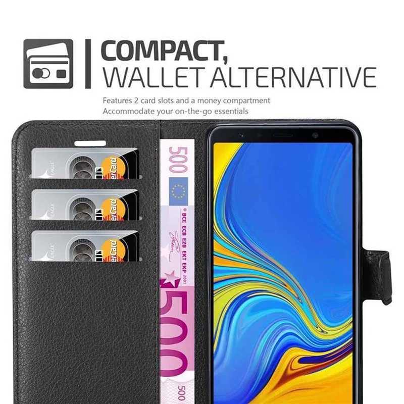 Cadorabo Hülle kompatibel mit Samsung Galaxy A7 2018 Schutzhülle mit Magnetverschluss, Standfunktion und Kartenfach