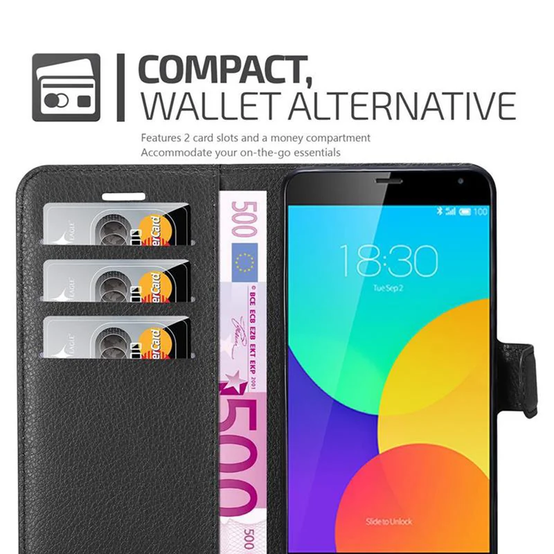 Cadorabo Hülle kompatibel mit MEIZU MX4 Schutzhülle mit Magnetverschluss, Standfunktion und Kartenfach
