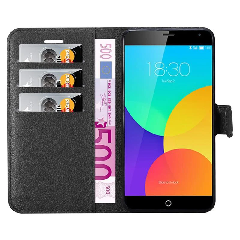 Cadorabo Hülle kompatibel mit MEIZU MX4 Schutzhülle mit Magnetverschluss, Standfunktion und Kartenfach