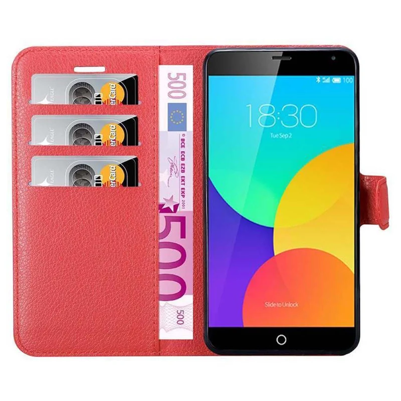 Cadorabo Hülle kompatibel mit MEIZU MX4 Schutzhülle mit Magnetverschluss, Standfunktion und Kartenfach