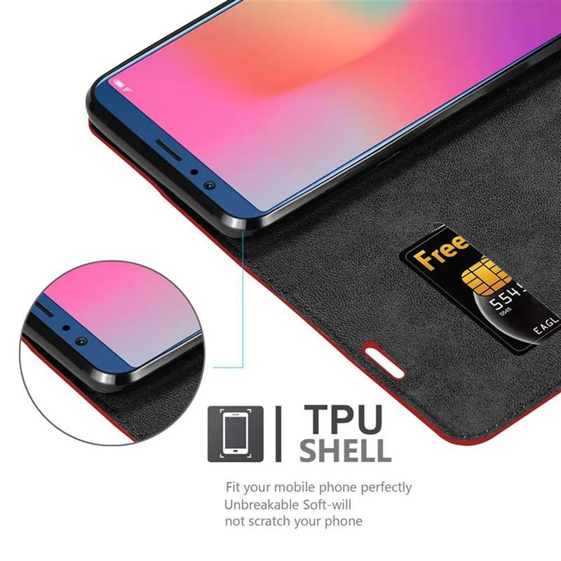 Cadorabo Hülle kompatibel mit Honor 10 LITE / Huawei P SMART 2019 Schutzhülle mit Magnetverschluss, Standfunktion und Kartenfach
