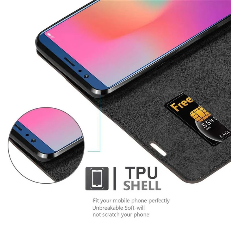 Cadorabo Hülle kompatibel mit Honor 10 LITE / Huawei P SMART 2019 Schutzhülle mit Magnetverschluss, Standfunktion und Kartenfach