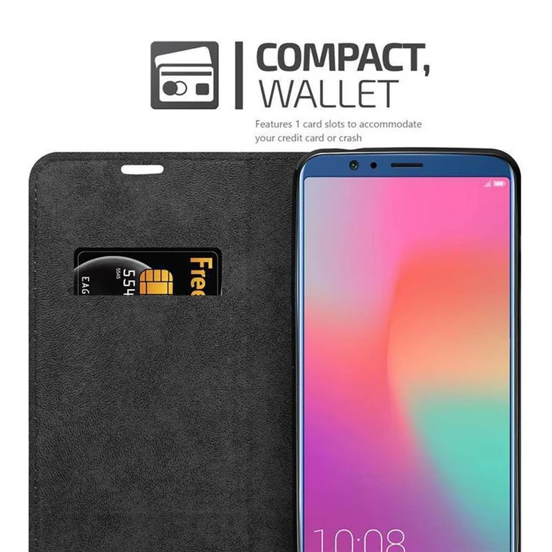 Cadorabo Hülle kompatibel mit Honor 10 LITE / Huawei P SMART 2019 Schutzhülle mit Magnetverschluss, Standfunktion und Kartenfach