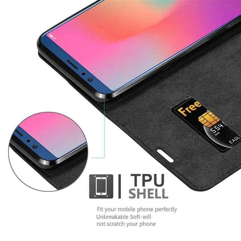 Cadorabo Hülle kompatibel mit Honor 10 LITE / Huawei P SMART 2019 Schutzhülle mit Magnetverschluss, Standfunktion und Kartenfach