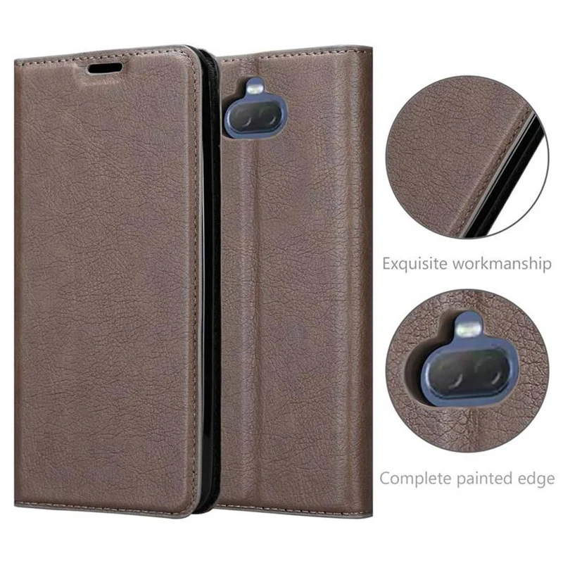 Cadorabo Hülle kompatibel mit Sony Xperia 10 PLUS Schutzhülle mit Magnetverschluss, Standfunktion und Kartenfach