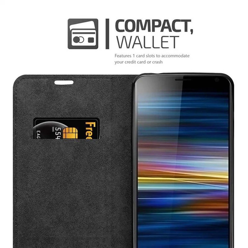 Cadorabo Hülle kompatibel mit Sony Xperia 10 PLUS Schutzhülle mit Magnetverschluss, Standfunktion und Kartenfach