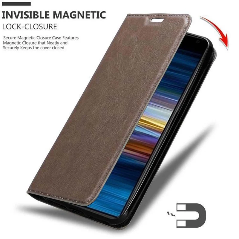 Cadorabo Hülle kompatibel mit Sony Xperia 10 PLUS Schutzhülle mit Magnetverschluss, Standfunktion und Kartenfach