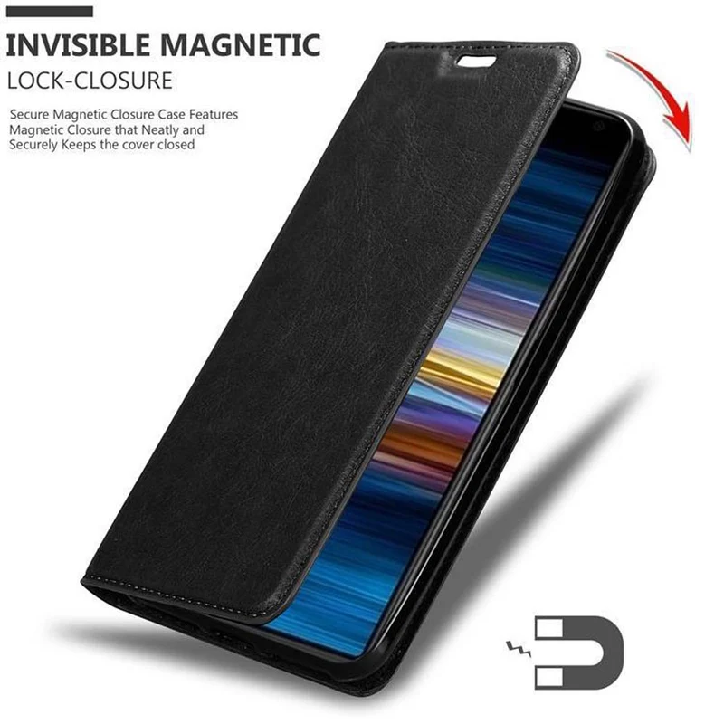 Cadorabo Hülle kompatibel mit Sony Xperia 10 PLUS Schutzhülle mit Magnetverschluss, Standfunktion und Kartenfach