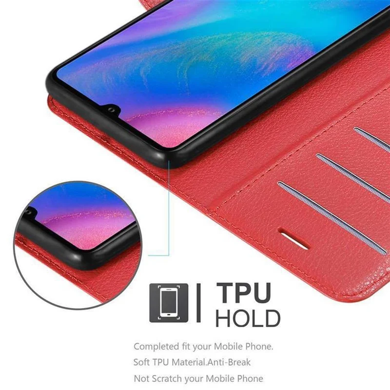 Cadorabo Hülle kompatibel mit Huawei P30 Schutzhülle mit Magnetverschluss, Standfunktion und Kartenfach