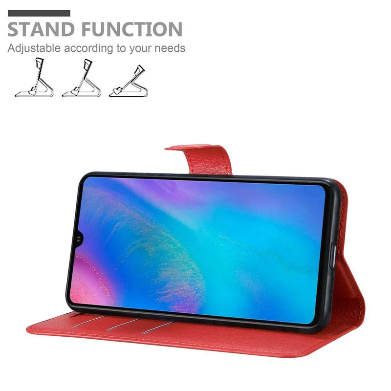 Cadorabo Hülle kompatibel mit Huawei P30 Schutzhülle mit Magnetverschluss, Standfunktion und Kartenfach