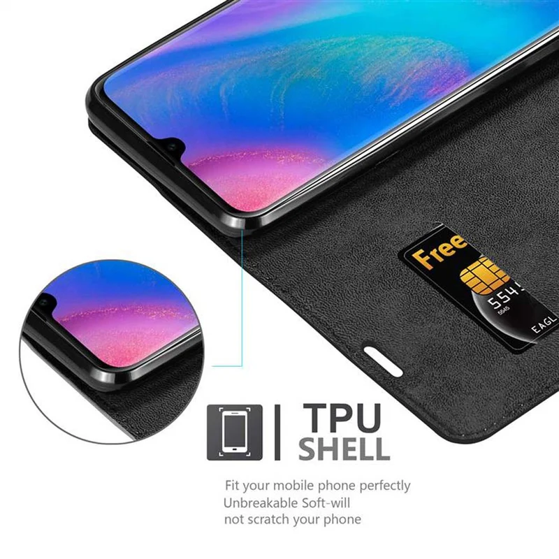 Cadorabo Hülle kompatibel mit Huawei P30 PRO Schutzhülle mit Magnetverschluss, Standfunktion und Kartenfach