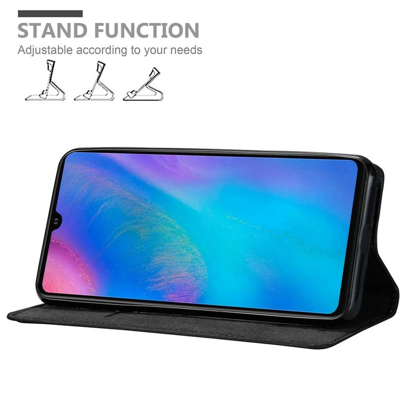 Cadorabo Hülle kompatibel mit Huawei P30 Schutzhülle mit Magnetverschluss, Standfunktion und Kartenfach