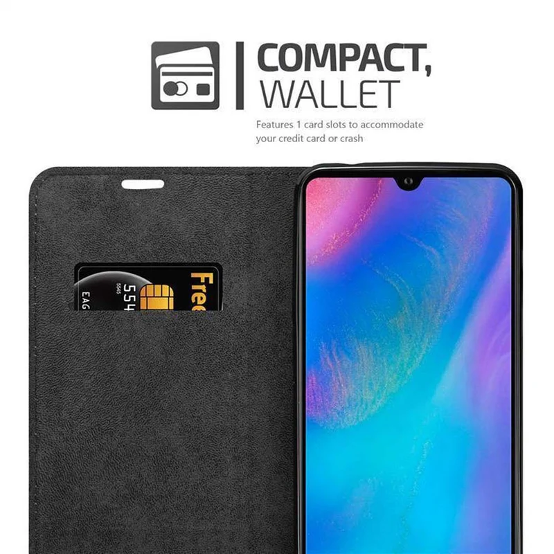 Cadorabo Hülle kompatibel mit Huawei P30 Schutzhülle mit Magnetverschluss, Standfunktion und Kartenfach