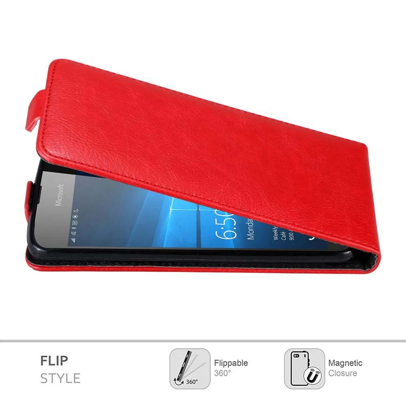 Cadorabo Hülle kompatibel mit Nokia Lumia 650 Schutzhülle im Flip Design mit Magnetverschluss
