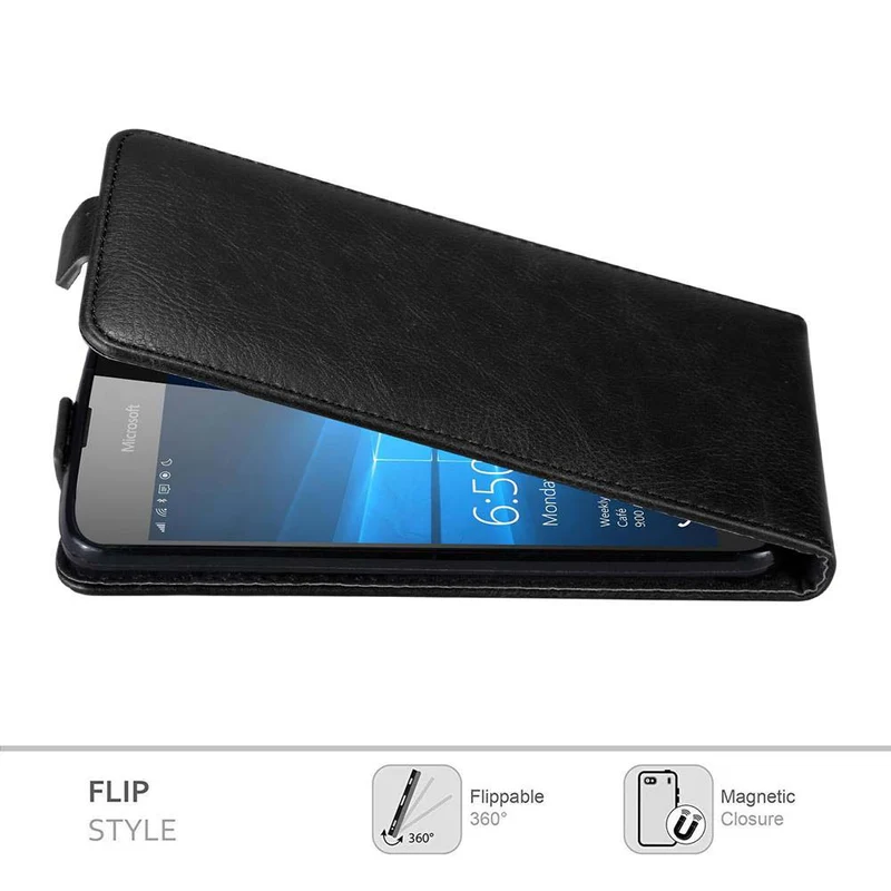 Cadorabo Hülle kompatibel mit Nokia Lumia 650 Schutzhülle im Flip Design mit Magnetverschluss