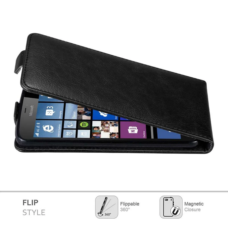 Cadorabo Hülle kompatibel mit Nokia Lumia 640 XL Schutzhülle im Flip Design mit Magnetverschluss