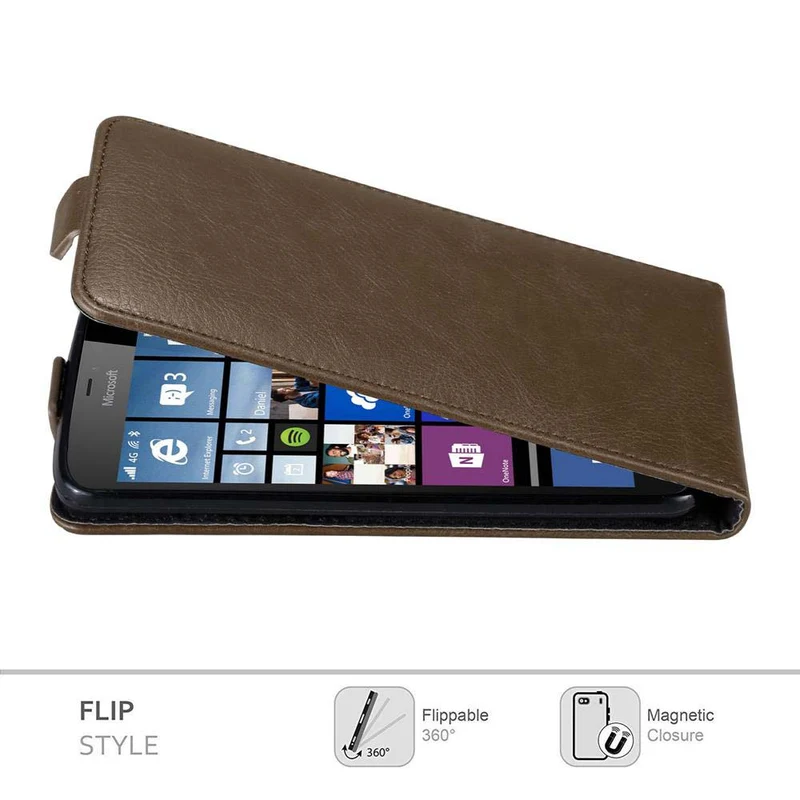 Cadorabo Hülle kompatibel mit Nokia Lumia 640 XL Schutzhülle im Flip Design mit Magnetverschluss