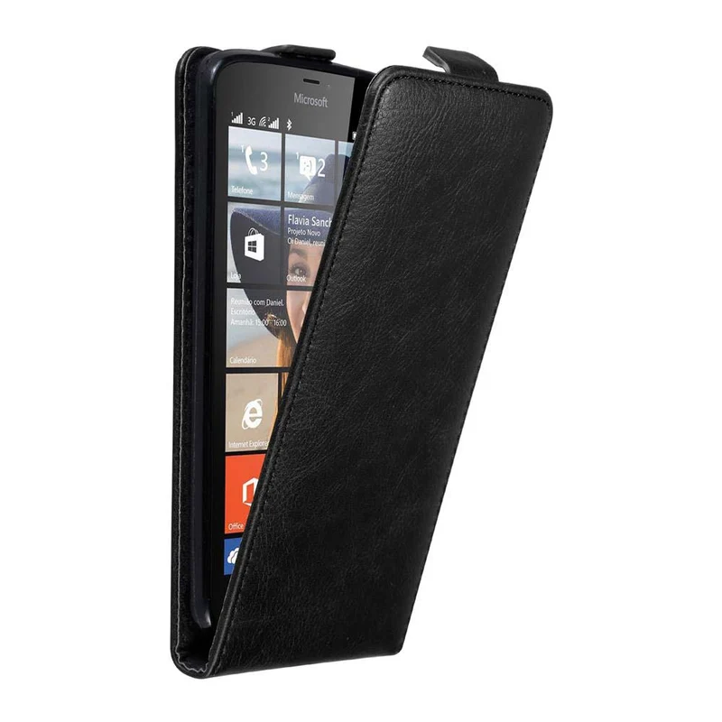 Cadorabo Hülle kompatibel mit Nokia Lumia 640 Schutzhülle im Flip Design mit Magnetverschluss
