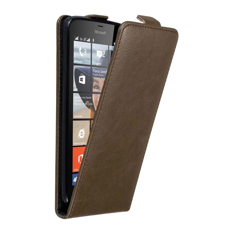 Cadorabo Hülle kompatibel mit Nokia Lumia 640 Schutzhülle im Flip Design mit Magnetverschluss