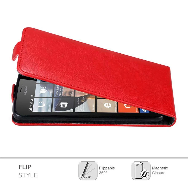 Cadorabo Hülle kompatibel mit Nokia Lumia 640 Schutzhülle im Flip Design mit Magnetverschluss