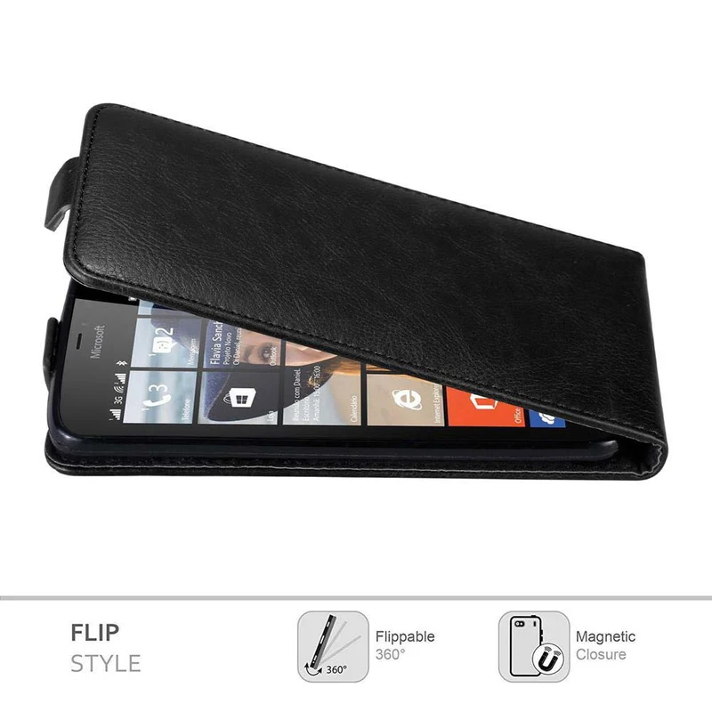 Cadorabo Hülle kompatibel mit Nokia Lumia 640 Schutzhülle im Flip Design mit Magnetverschluss