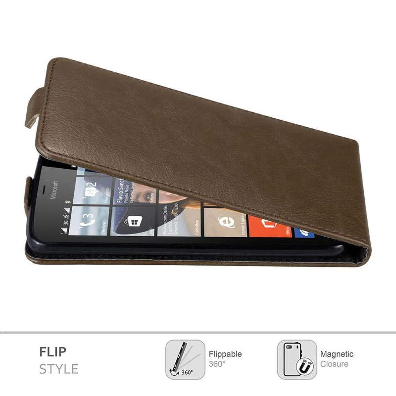 Cadorabo Hülle kompatibel mit Nokia Lumia 640 Schutzhülle im Flip Design mit Magnetverschluss
