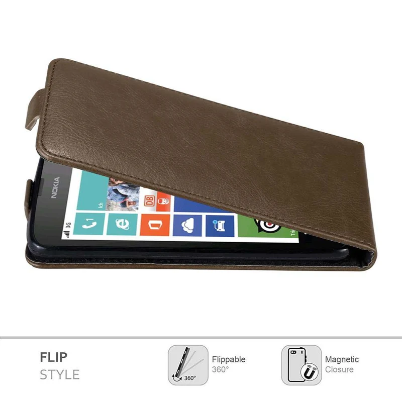 Cadorabo Hülle kompatibel mit Nokia Lumia 630 / 635 Schutzhülle im Flip Design mit Magnetverschluss