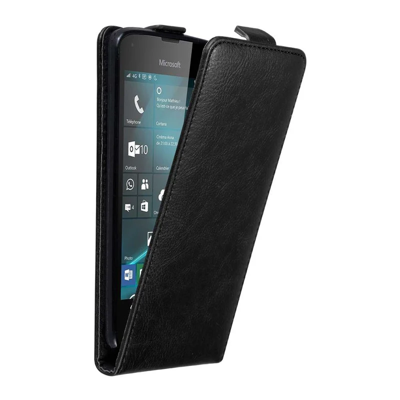 Cadorabo Hülle kompatibel mit Nokia Lumia 550 Schutzhülle im Flip Design mit Magnetverschluss