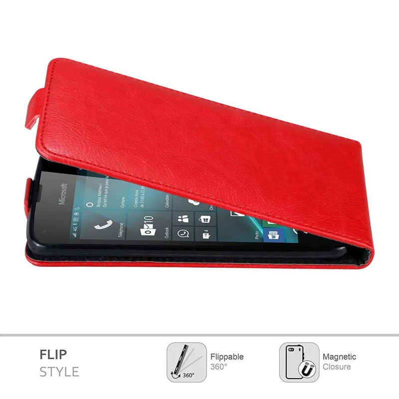 Cadorabo Hülle kompatibel mit Nokia Lumia 550 Schutzhülle im Flip Design mit Magnetverschluss