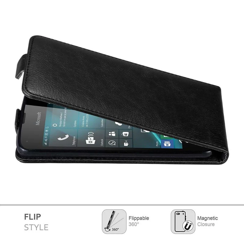 Cadorabo Hülle kompatibel mit Nokia Lumia 550 Schutzhülle im Flip Design mit Magnetverschluss