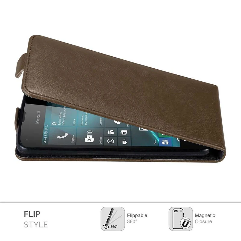 Cadorabo Hülle kompatibel mit Nokia Lumia 550 Schutzhülle im Flip Design mit Magnetverschluss