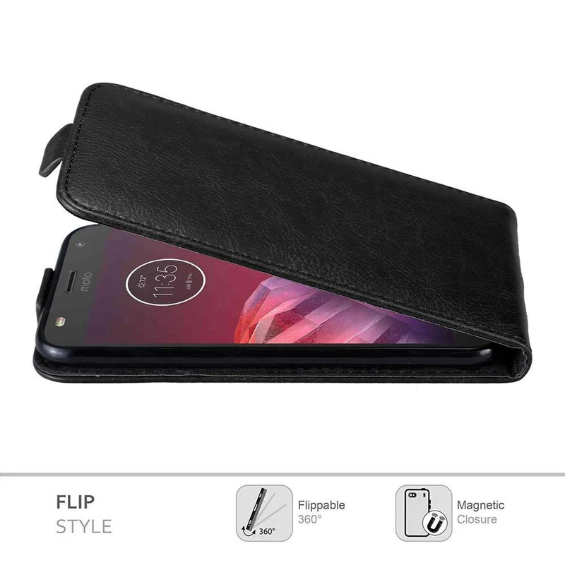 Cadorabo Hülle kompatibel mit Motorola MOTO Z2 PLAY / Z2 FORCE Schutzhülle im Flip Design mit Magnetverschluss