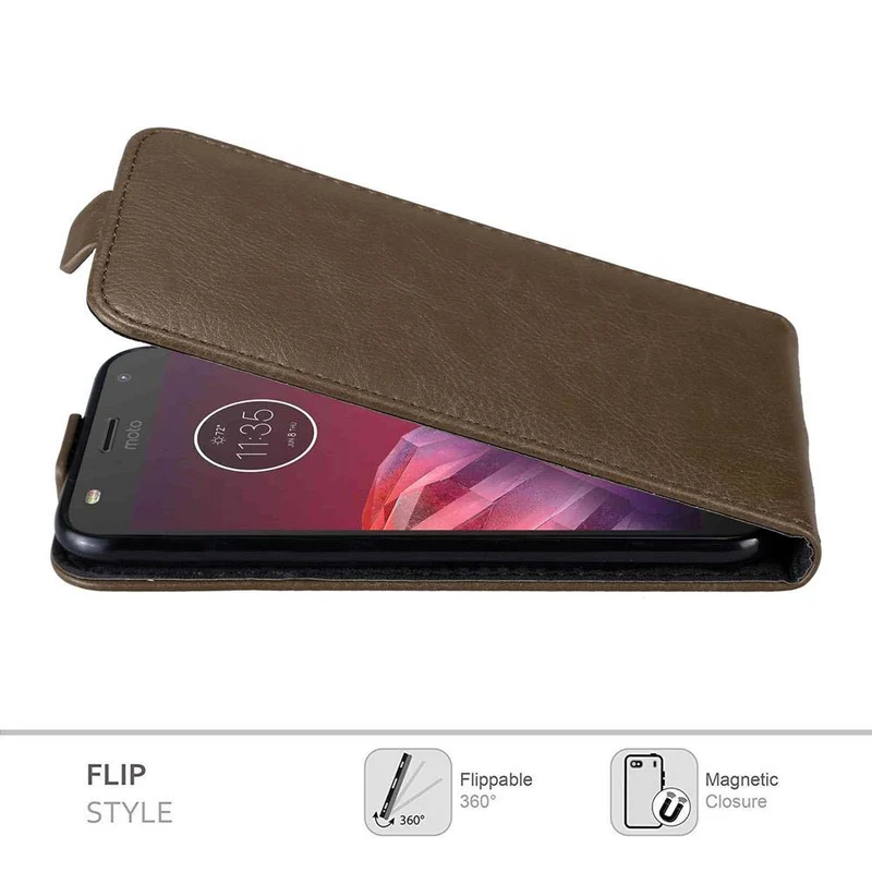 Cadorabo Hülle kompatibel mit Motorola MOTO Z2 PLAY / Z2 FORCE Schutzhülle im Flip Design mit Magnetverschluss