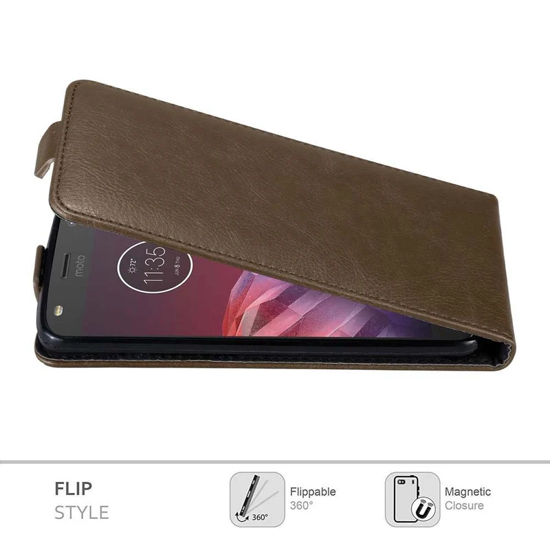Cadorabo Hülle kompatibel mit Motorola MOTO Z2 Schutzhülle im Flip Design mit Magnetverschluss