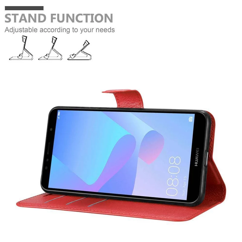 Cadorabo Hülle kompatibel mit Huawei Y6 PRIME Schutzhülle mit Magnetverschluss, Standfunktion und Kartenfach