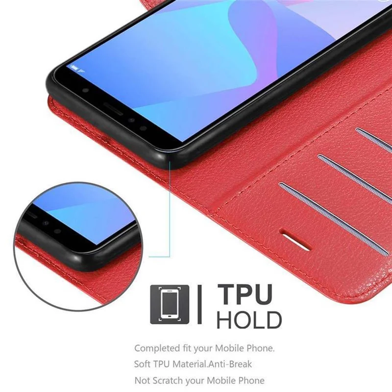 Cadorabo Hülle kompatibel mit Huawei Y6 PRIME Schutzhülle mit Magnetverschluss, Standfunktion und Kartenfach