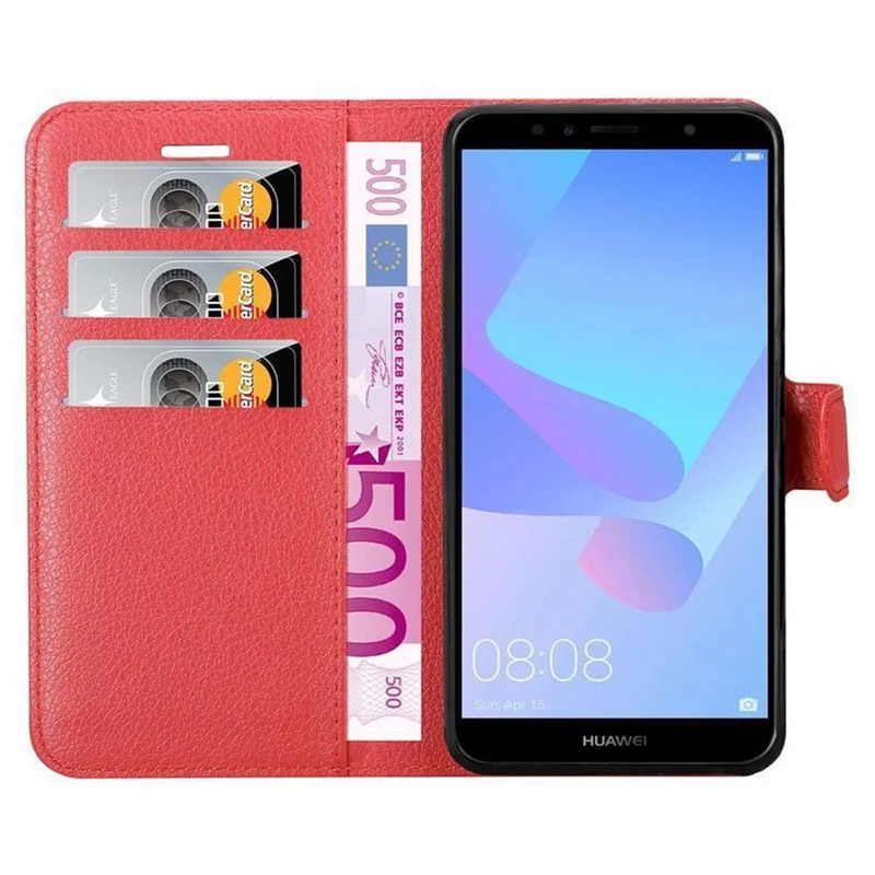 Cadorabo Hülle kompatibel mit Huawei Y6 PRIME Schutzhülle mit Magnetverschluss, Standfunktion und Kartenfach