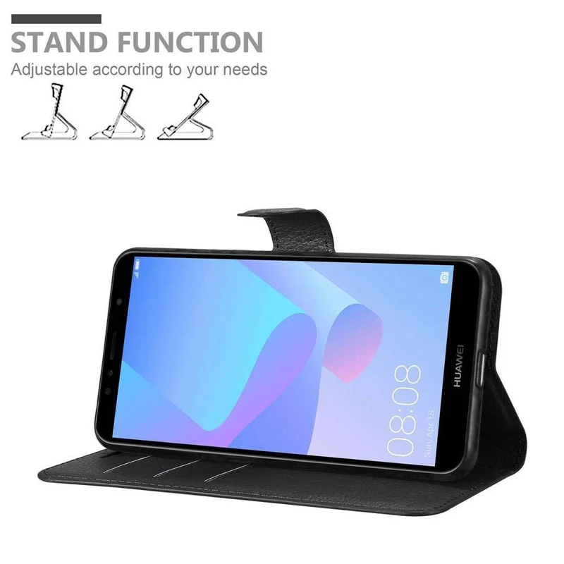 Cadorabo Hülle kompatibel mit Huawei Y6 PRIME Schutzhülle mit Magnetverschluss, Standfunktion und Kartenfach